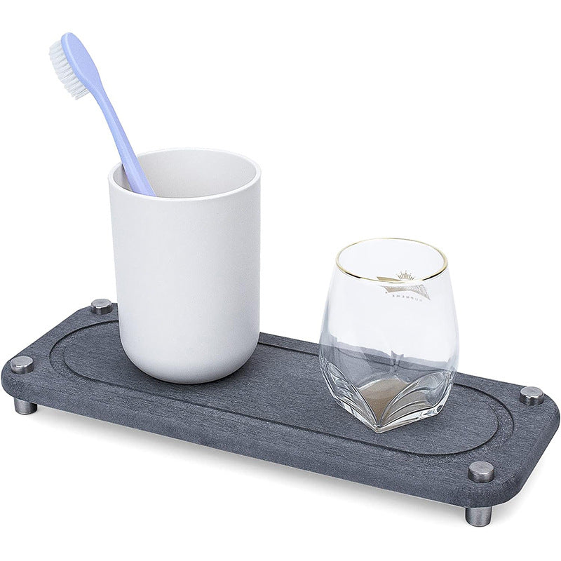 Vtlan™ InstaDry Diatomite Stone Sink Tray - Fast-Drying Countertop Organizer with Stainless Steel Legs