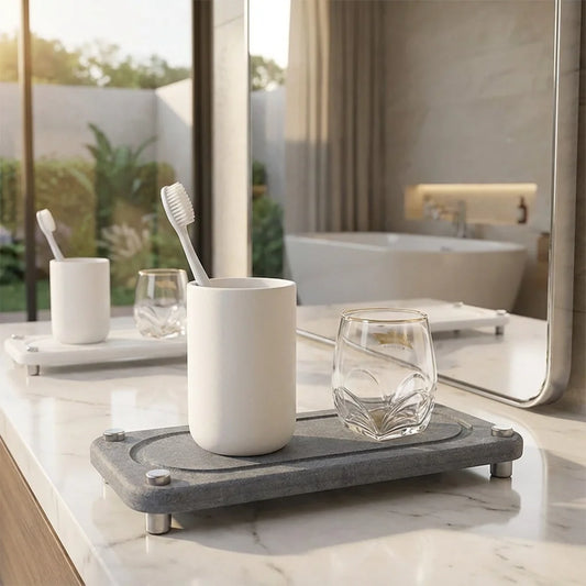 Vtlan™ InstaDry Diatomite Stone Sink Tray - Fast-Drying Countertop Organizer with Stainless Steel Legs