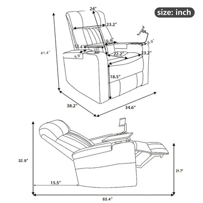 Multifunctional 270 Swivel Home Theater Power Recliner