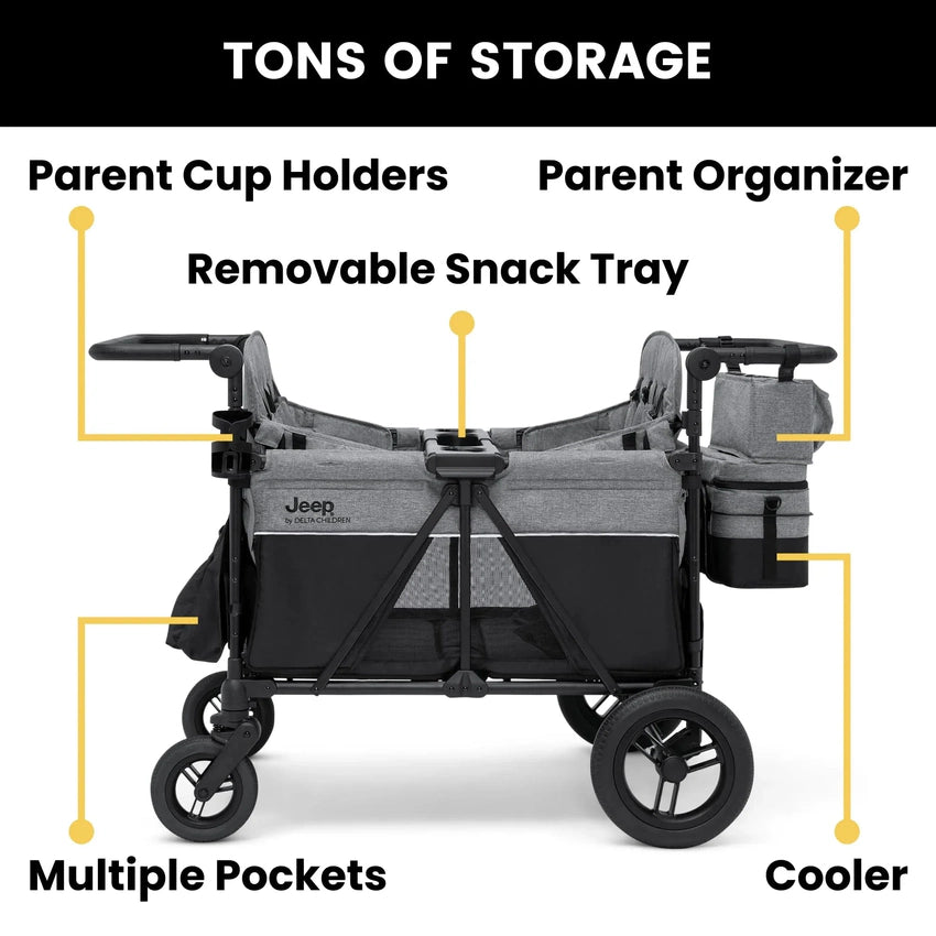 Jeep Wrangler Deluxe 4 Seater Stroller Wagon by Delta Children