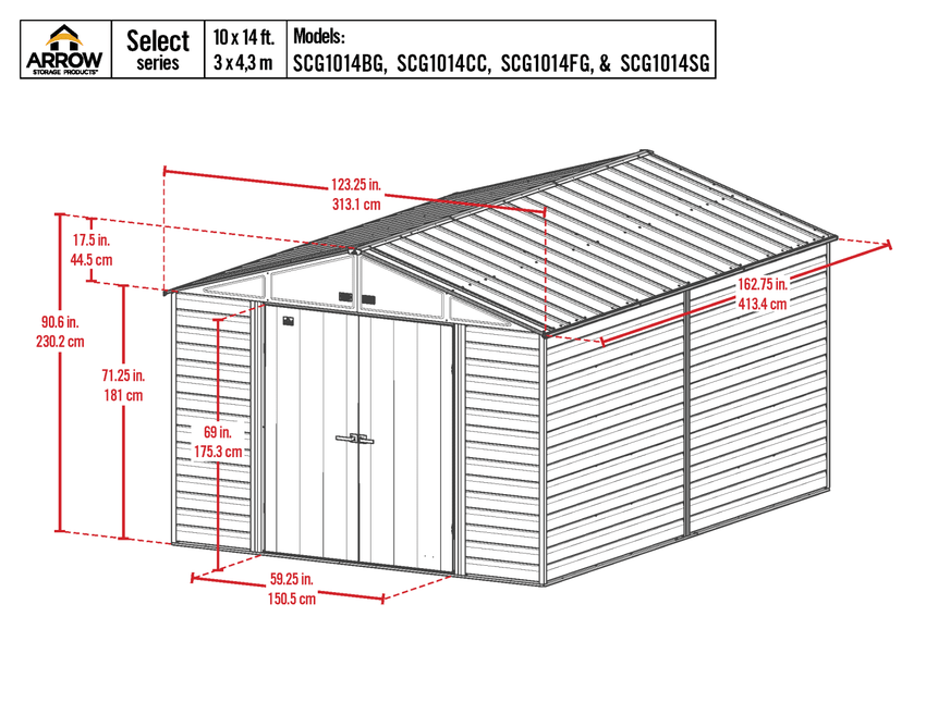 2025 Select Steel Storage Shed, 10x14, Blue Grey