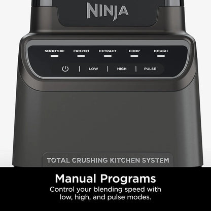 Ninja Blender, Mega Kitchen System, 1500W, 4 Functions for Smoothies, Processing, Dough, Drinks & More, with 72 Blender Pitcher, 64 Processor Bowl, 2 Nutri Cups + Lids, Black, BL770