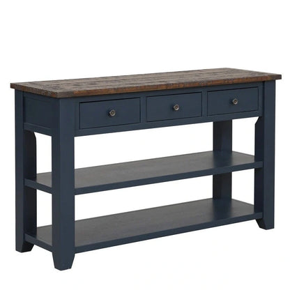 Wood Console Table with 3 Storage Drawers and 2 Shelves