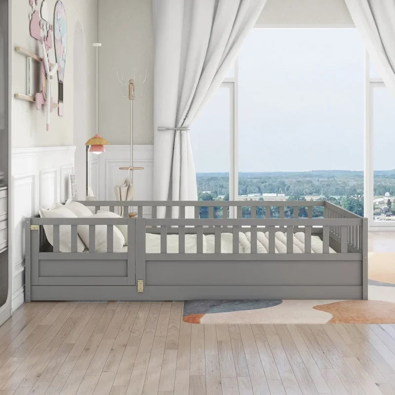 Montessori wooden children's floor bed with Support slat