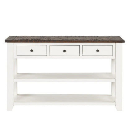 Wood Console Table with 3 Storage Drawers and 2 Shelves