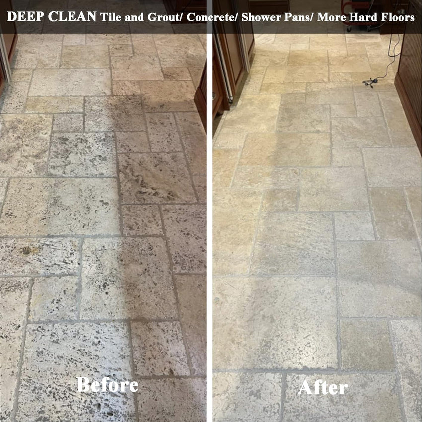 Commercial Floor Scrubber Machine with Brushes and Pads, Heavy Duty Floor Buffer Polisher and Cleaner- Deep Cleaning Tile and Grout, Hardwood Floors and Carpets without Getting on Hands and Knees