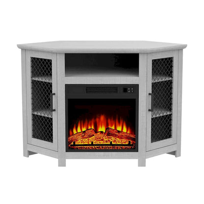 45 Industrial Corner Electric Fireplace TV Stands Console Table with 17 Electric Fireplace