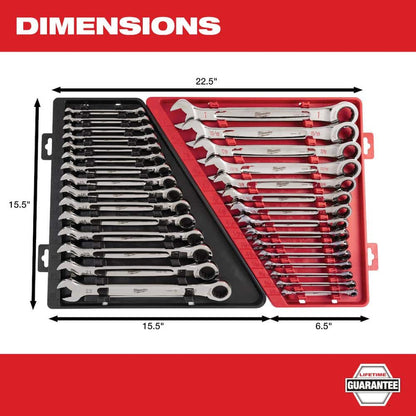 2025 SAE/Metric Combination Ratcheting Wrench Mechanics Tool Set (30-Piece) 48-22-9416-48-22-9516