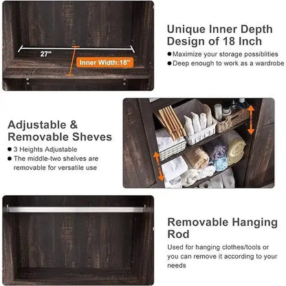 Farmhouse Storage Cabinet, Armoire, Rustic Pantry, Versatile Storage