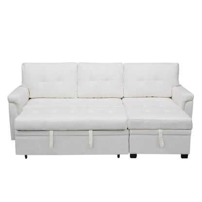 Reversible Sectional Sofa with Pull-Out Sleeper Bed, Hidden Storage Chaise, Durable Legs,
