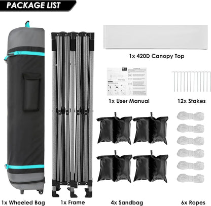 COBIZI 10x20 Heavy Duty Pop up Canopy Tent with 6 sidewalls Easy Up Commercial Outdoor Canopy Wedding Party Tents for Parties All Season Wind & Waterproof Gazebo with Roller Bag,Black(Frame Thickened)