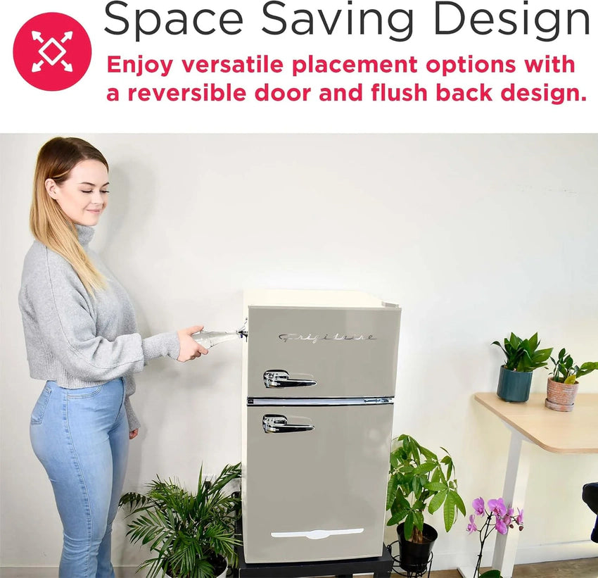 Frigidaire Retro Mini Fridge with Freezer & Side Bottle Opener-Small 2 Door Refrigerator for Office Bar or College Dorm Room-3.1 Cu Ft – 19”"D x 20.5" W x 33.5" H