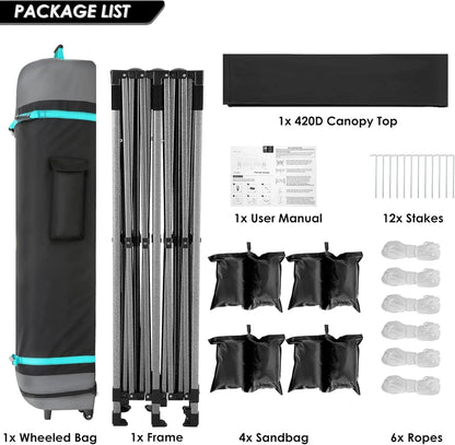 COBIZI 10x20 Heavy Duty Pop up Canopy Tent with 6 sidewalls Easy Up Commercial Outdoor Canopy Wedding Party Tents for Parties All Season Wind & Waterproof Gazebo with Roller Bag,Black(Frame Thickened)