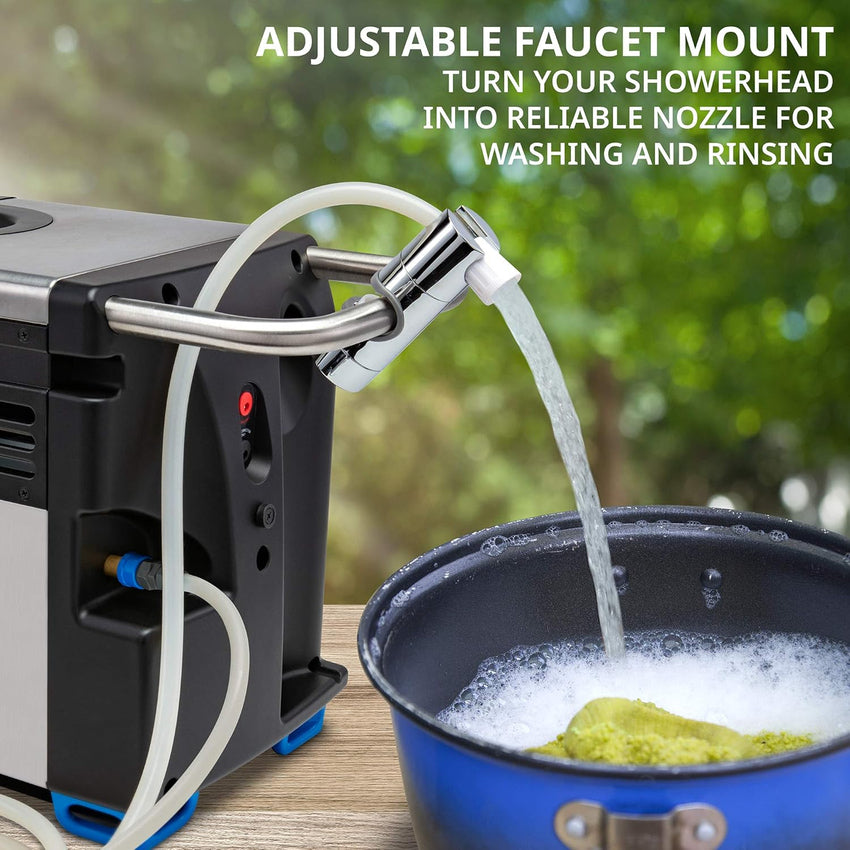 2025 Portable Propane Water Heater & Shower Pump w/Built-in Battery | Compact Outdoor Cleaning & Showering System w/LCD, Safety Shutoff & Carry Case, Instant Hot Water for Camping & Hiking