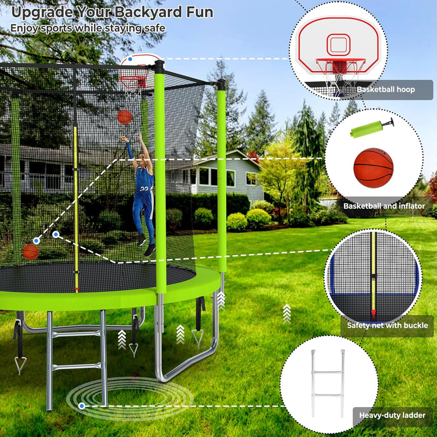 Upgraded 16Ft Trampoline with Basketball Hoop & Net