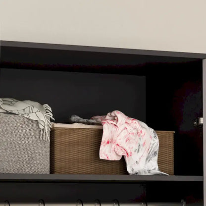 Wardrobe Closet Armoire with 2 Doors Wooden Clothes Storage Cabinet
