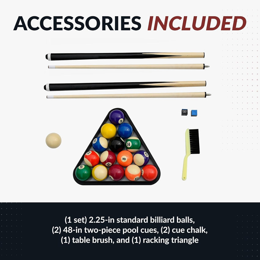 2025 Hathaway Fairmont 6 Ft Portable Pool Table, Adults Folding Billiards Tables for Game Room with Easy Foldable Storage, Includes Full Set of Billiard Balls, Cues, Chalk & Brush
