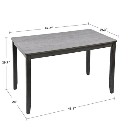 5-Piece Solid Wood 47L Dining Table Sets (1 Table+ 4 Slat Back Chairs)
