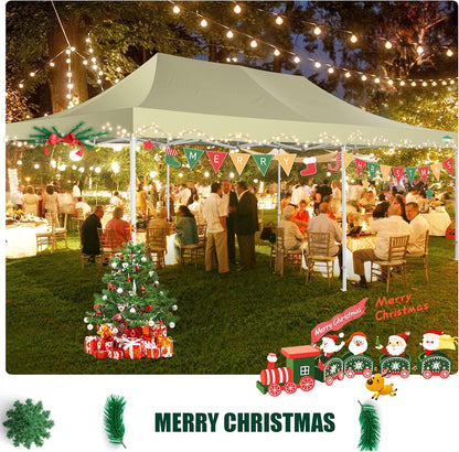 COBIZI 10x20 Heavy Duty Pop up Canopy Tent with 6 sidewalls Easy Up Commercial Outdoor Canopy Wedding Party Tents for Parties All Season Wind & Waterproof Gazebo with Roller Bag,Black(Frame Thickened)