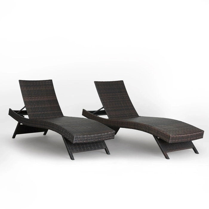 All Weather Wicker Chaise Lounge - Set of 2