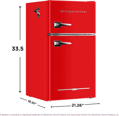 Frigidaire Retro Mini Fridge with Freezer & Side Bottle Opener-Small 2 Door Refrigerator for Office Bar or College Dorm Room-3.1 Cu Ft – 19”"D x 20.5" W x 33.5" H