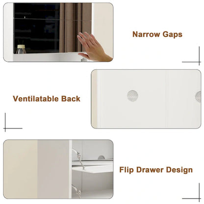 Mirror Shoe Cabinet With 6 Flip Drawers,Shoe Rack Organizer Store Ample Shoes,4 Metal Legs,Hand-Touch Flip-Out Door