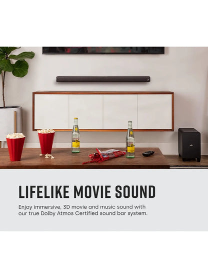 Polk Audio Signa S2 Low Profile TV Sound Bar, Works with 4K & HD TVs, Wireless Subwoofer, Includes HDMI & Optical Cables, Bluetooth Enabled, Black