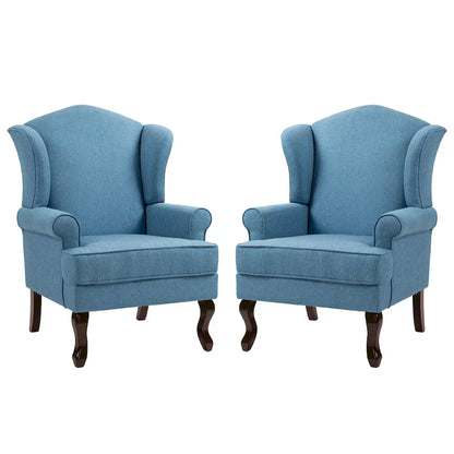 2 Set Traditional Wingback Accent Chairs Upholstered Armchair