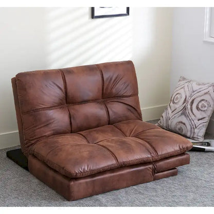 Futon Couch Sofa Bed, Faux Leather Sleeper Futons Convertible Loveseat Furniture for Compact Small Space, Dorm, Living Room