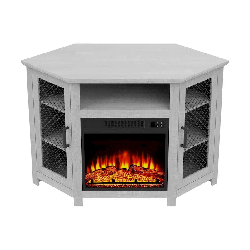 45 Industrial Corner Electric Fireplace TV Stands Console Table with 17 Electric Fireplace