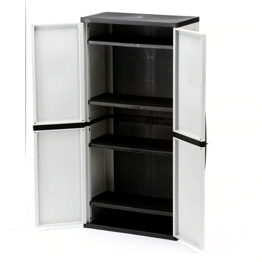 2025 Gray Plastic Freestanding Garage Cabinet, 35′′W x 71′′H x 18′′D, with Adjustable Shelves and Lockable Doors