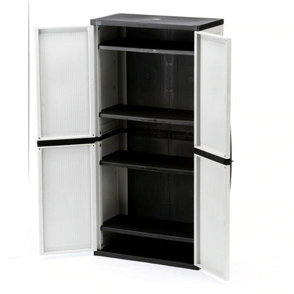 2025 Gray Plastic Freestanding Garage Cabinet, 35′′W x 71′′H x 18′′D, with Adjustable Shelves and Lockable Doors