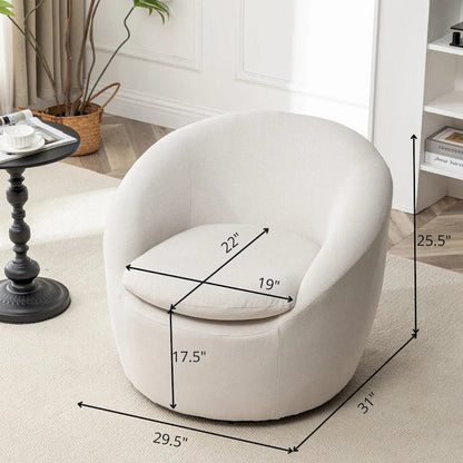 Swivel Barrel Chair - 360° Rotation - Boucle Fabric