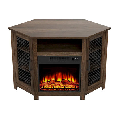 45 Industrial Corner Electric Fireplace TV Stands Console Table with 17 Electric Fireplace