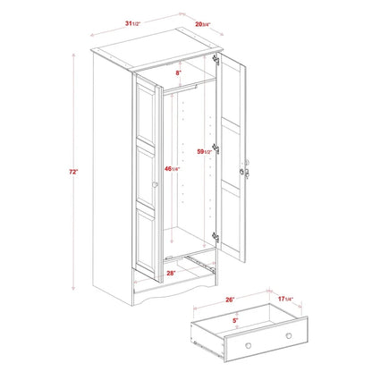 Palace Imports 100% Solid Wood Flexible Wardrobe Armoire with Metal or Wooden Knobs