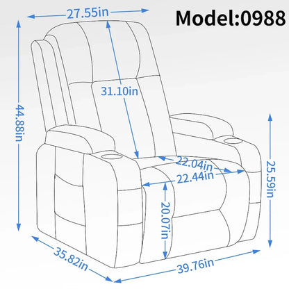 Lazy Boy Power Lift Recliner Chair, Modern Single Motor Massage Sofa Chair with Lumbar Heating, USB Charging Port, Cup Holders