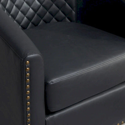 KINWELL 29 Wide Tufted PU Leather Swivel Barrel Chair