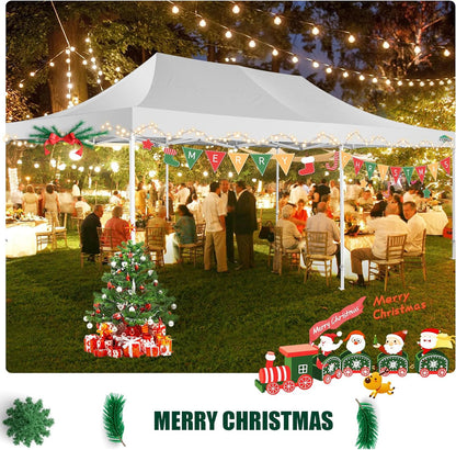 COBIZI 10x20 Heavy Duty Pop up Canopy Tent with 6 sidewalls Easy Up Commercial Outdoor Canopy Wedding Party Tents for Parties All Season Wind & Waterproof Gazebo with Roller Bag,Black(Frame Thickened)