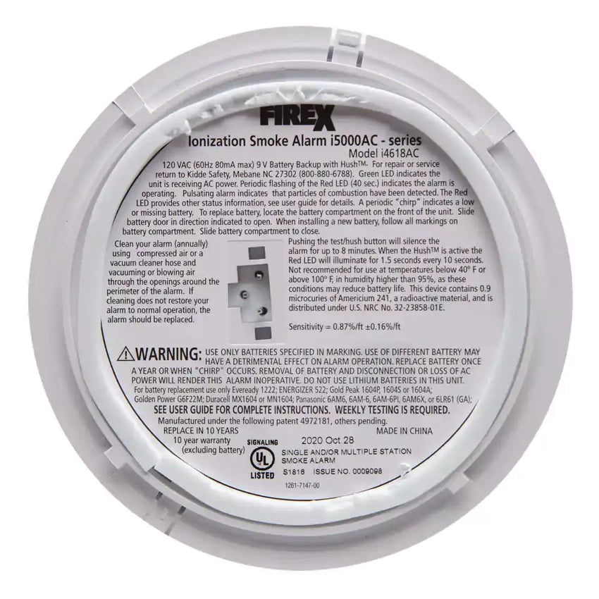 i4618 4-Pack Hardwired Smoke Alarm with Ionization Sensor, 120V AC, 9V Battery Backup