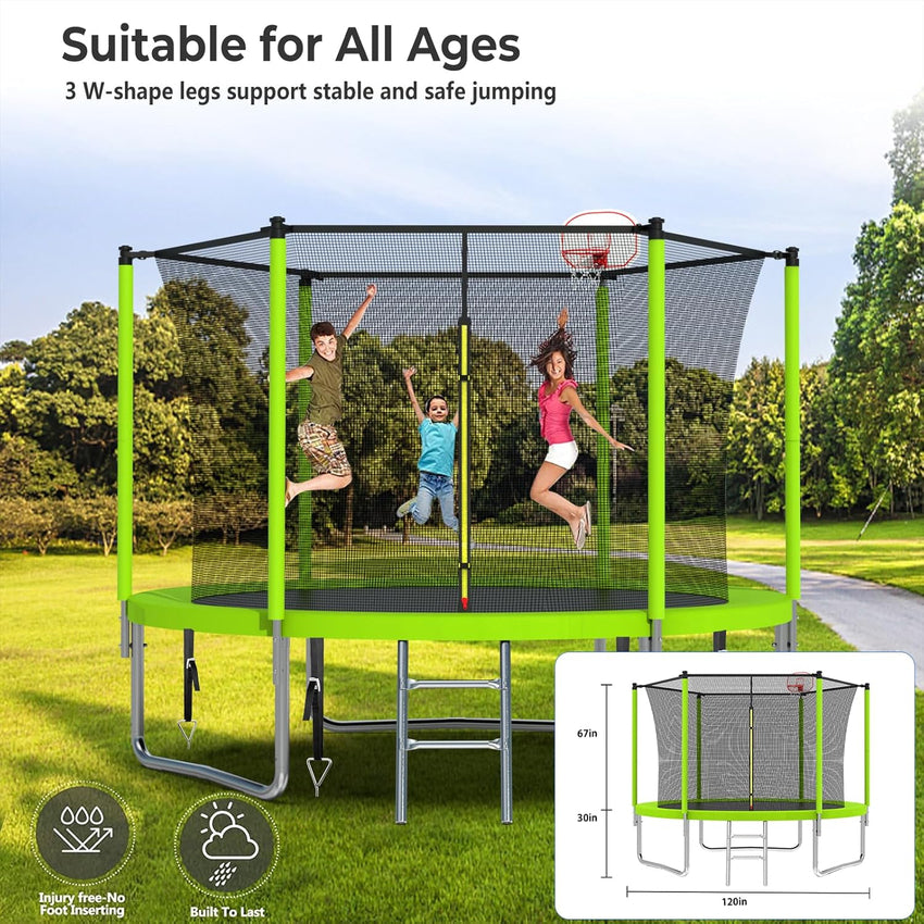 Upgraded 16Ft Trampoline with Basketball Hoop & Net