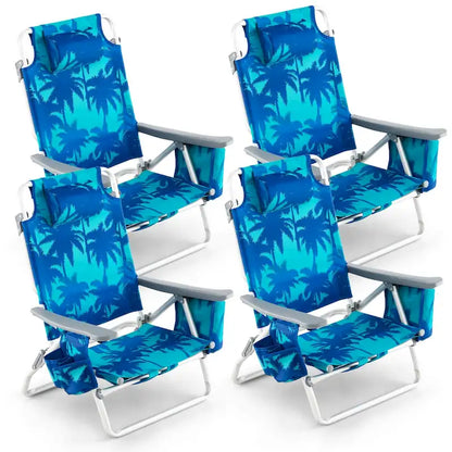 Costway 4-Pack Folding Backpack Beach Chair 5-Position Outdoor - See Details