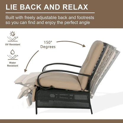 Adjustable Recliner Lounge Chair Patio Lounge Sofa with Cushion - 38 (D) x 26.5 (W) x 38.5 (H) INCH
