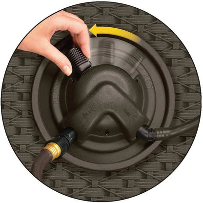 Suncast Aquawinder 125 Wicker Garden Hose Reel Lightweight Portable Hands Free Water Powered Retractable Hose Reel Java