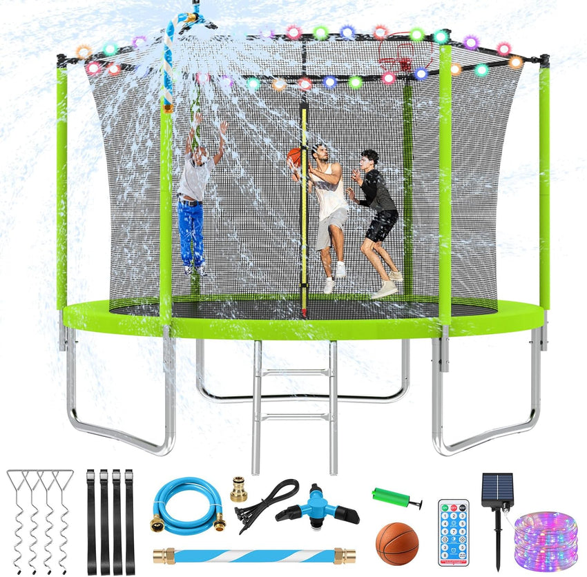 Upgraded 16Ft Trampoline with Basketball Hoop & Net