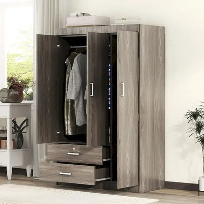 3-Door Wardrobe with 2 Drawers