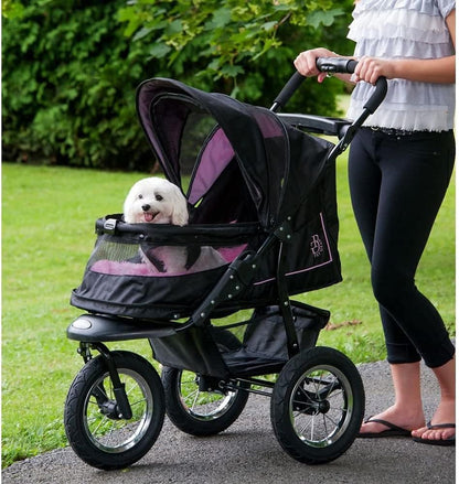 2025 No-Zip NV Pet Stroller for Cats/Dogs, Zipperless Entry, Easy One-Hand Fold, Gel-Filled Tires, Plush Pad + Weather Cover Included, 3 colors