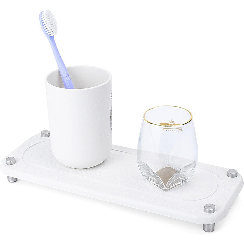 Vtlan™ InstaDry Diatomite Stone Sink Tray - Fast-Drying Countertop Organizer with Stainless Steel Legs