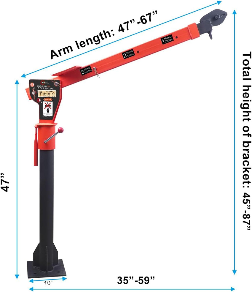 Pismire Winch Versatile 0.5T Folding Truck-Mounted Bed Crane Hoist Lift Pickup with Electric Winch 3500 lb 12V, Painted Steel 1100 lb Pickup 360° Swivel Base