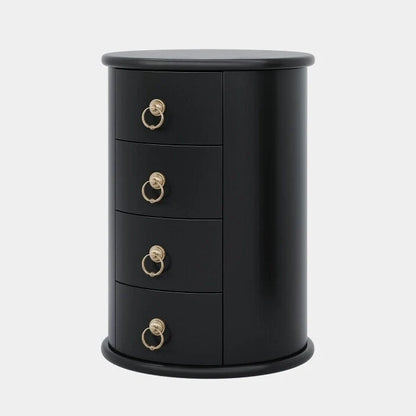 No Assembly Solid Wood End Table, Vintage Round Side Drawers Table