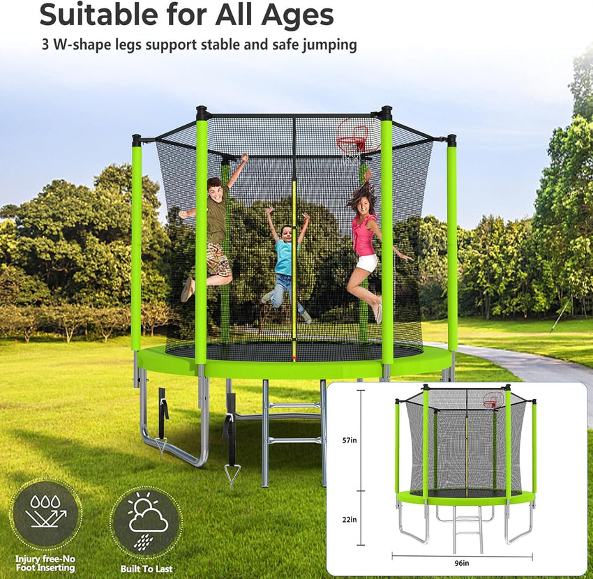 Upgraded 16Ft Trampoline with Basketball Hoop & Net